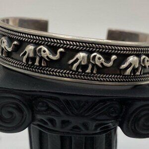 Sterling Silver Elephant Cuff Bracelet
